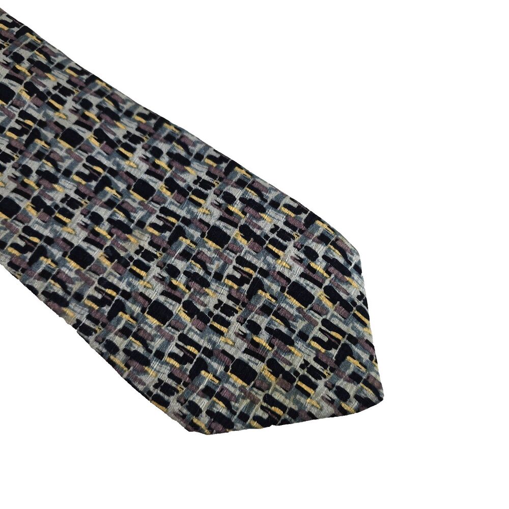Cocktail Wine as Seen Under a Microscope Mens Neck Tie Grey Blue Geometric Silk